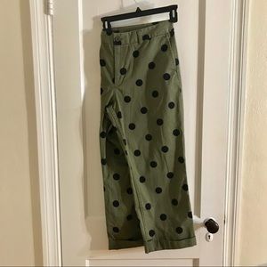 NWT J.Crew Boyfriend Chinos in Polka Dot Olive 14